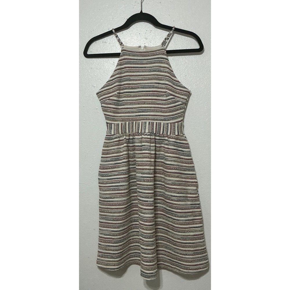 Banana Republic Petite 00P Striped Knit Fit & Flare Dress Sleeveless Boho Skater